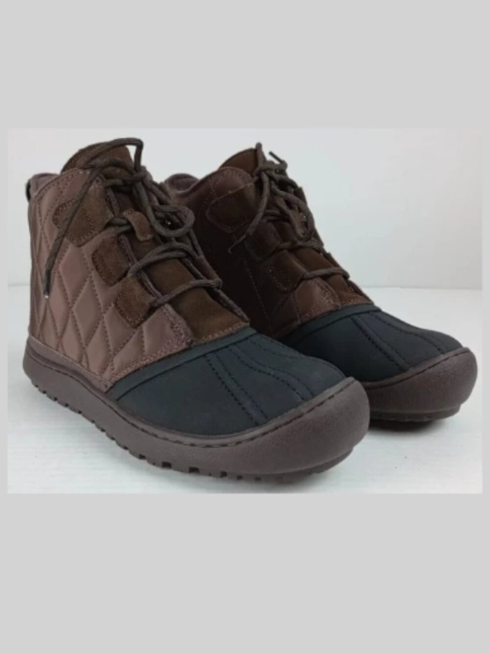 Camel Crown Women's 8 Brown Black Lace Up Quilted‎ Fur Lined Snow Boots